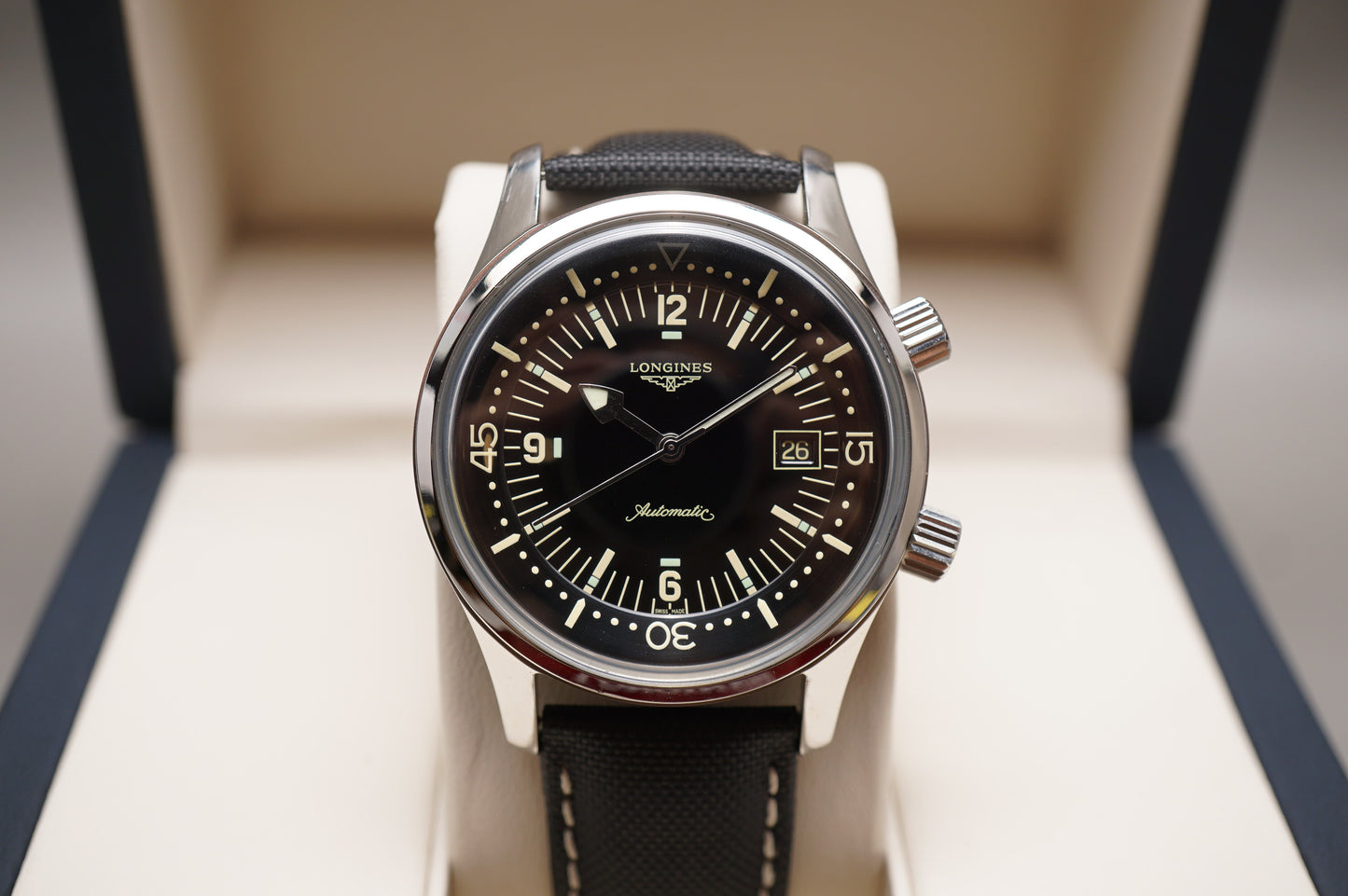Longines Heritage L3.774.4.50.0 Legend Diver Black 42Mm Automatic Swiss Watch