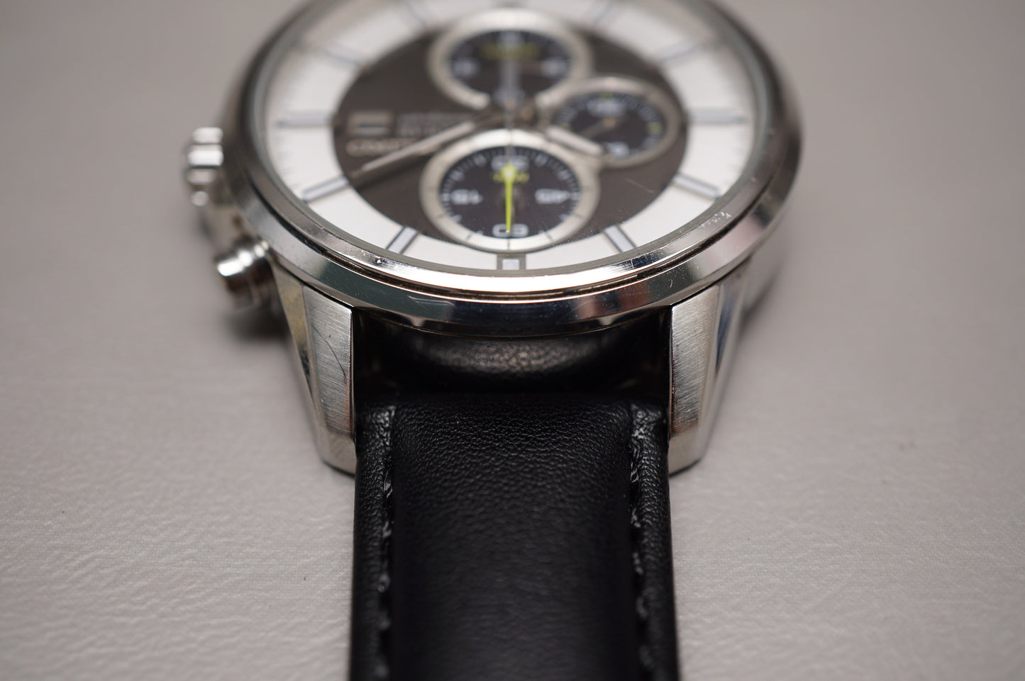 Seiko SSC259P1 V172 Black And White Dial Solar Quartz Chronograph