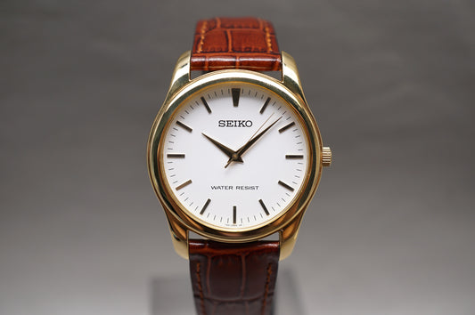 Seiko Spirit SCXP032 7N01 Gold Tone White Dial Quartz Watch