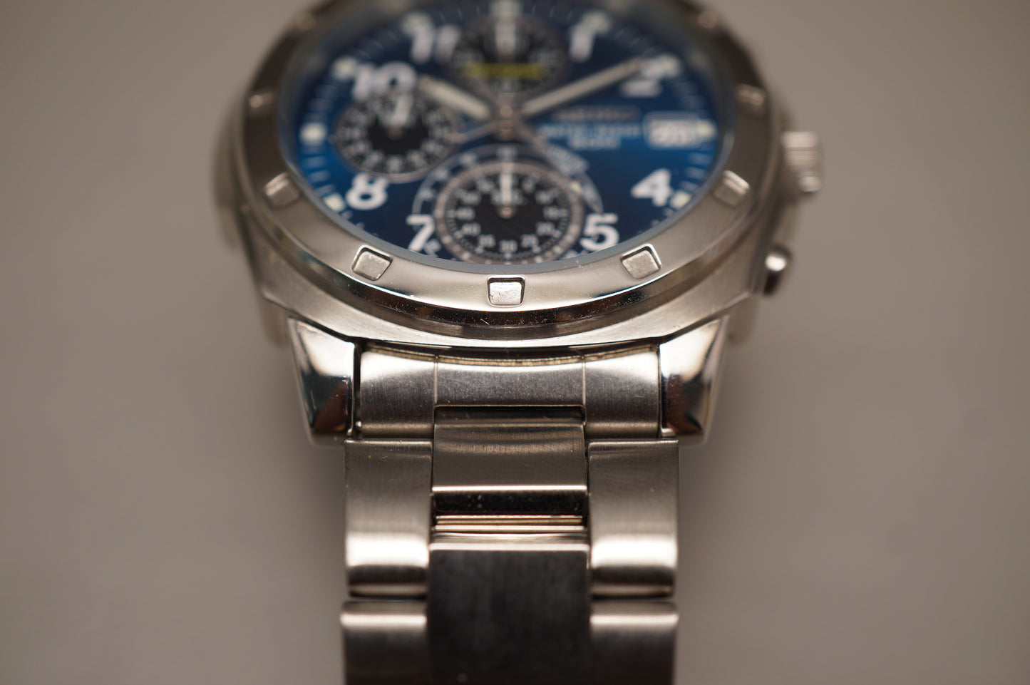 Unworn NOS Seiko SKS043P1 V657 Blue Dial Quartz Chronograph Watch
