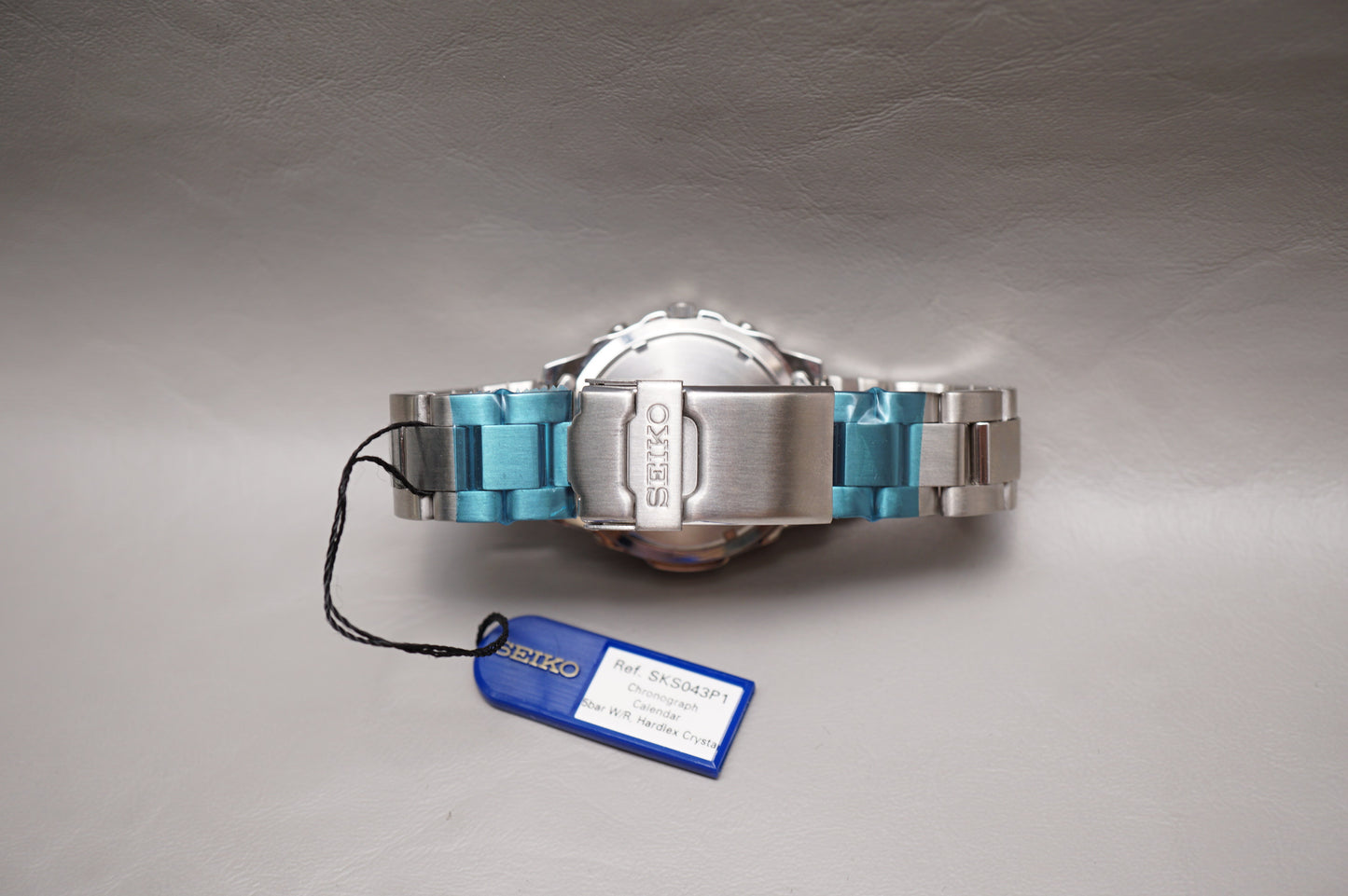 Unworn NOS Seiko SKS043P1 V657 Blue Dial Quartz Chronograph Watch