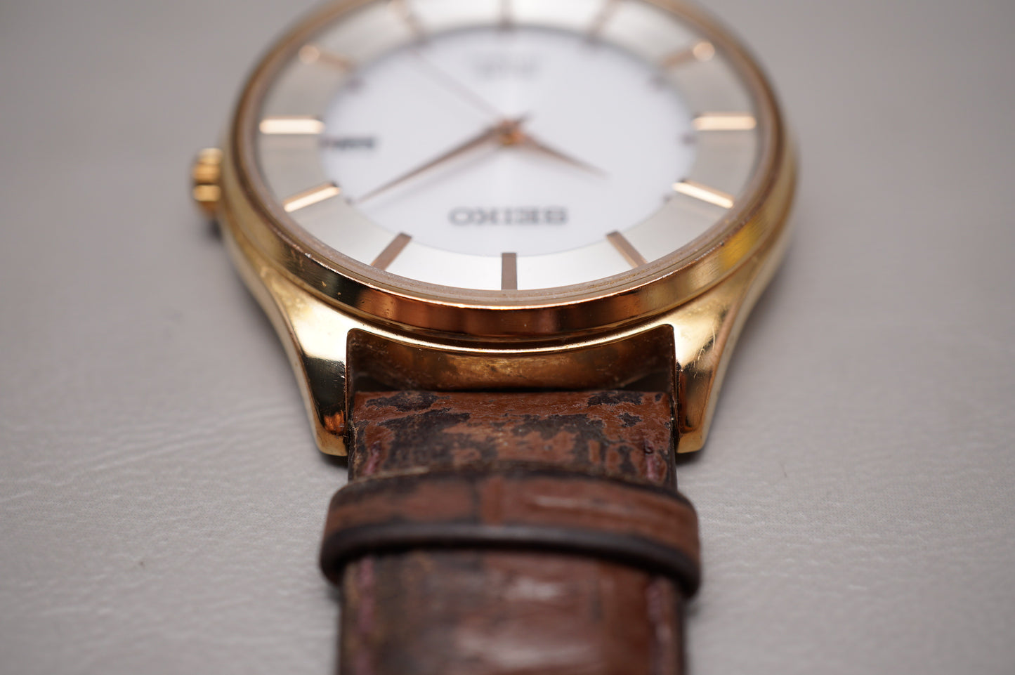 Seiko Selection SBPX106 V157 Rose Gold Tone Titanium Solar Quartz JDM Watch