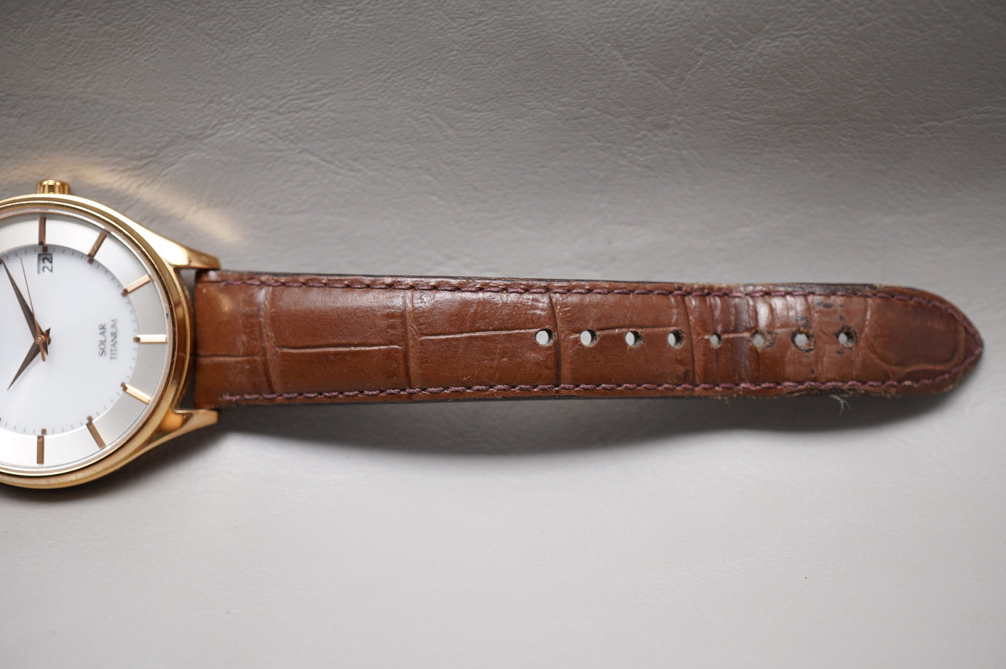 Seiko Selection SBPX106 V157 Rose Gold Tone Titanium Solar Quartz JDM Watch