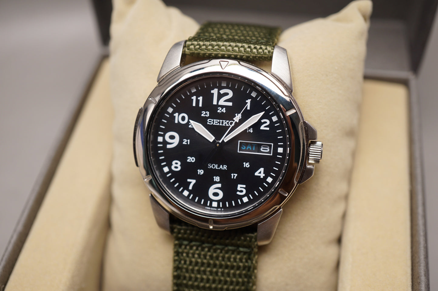 New Seiko Spirit SBPX025 V158 Dark Grey Dial JDM Solar Quartz Field Watch