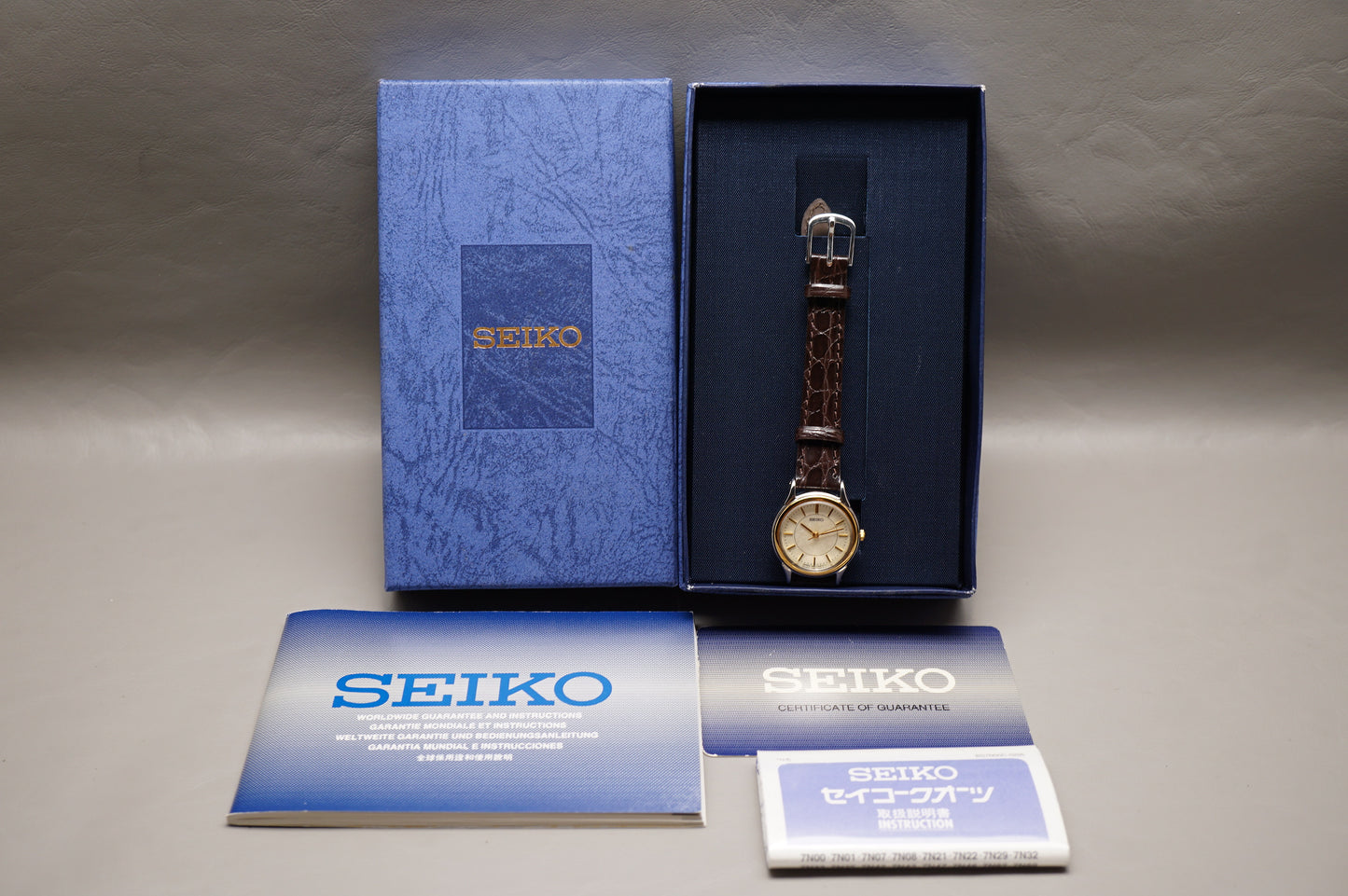 Unworn Vintage 2002 Seiko Spirit 7N01-6880 Gold Two Tone Quartz Ladies Watch