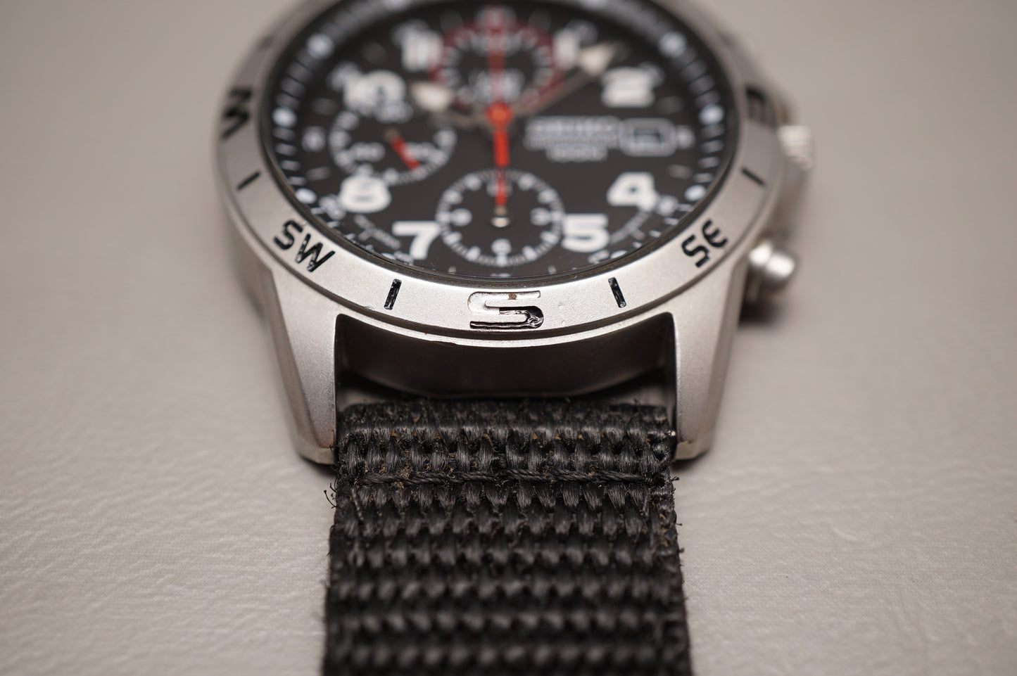 Seiko SND399P1 7T92 Black Dial Field Style Chronograph Quartz Watch