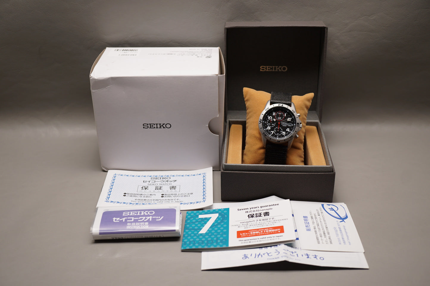 Seiko SND399P1 7T92 Black Dial Field Style Chronograph Quartz Watch