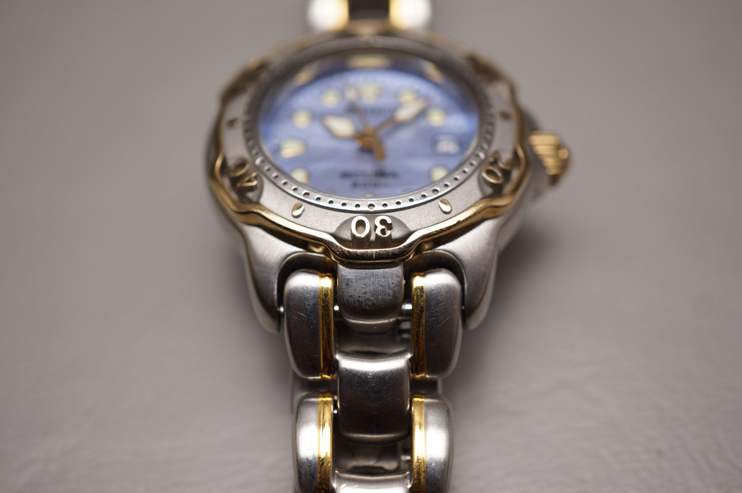 Vintage 1994 Seiko 7N85-0070 Blue Pearled Dial Scuba 200M Diver Quartz Watch