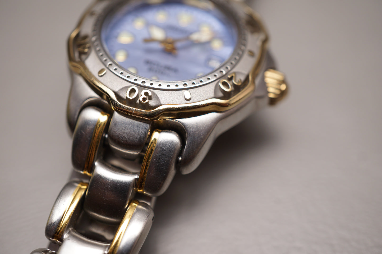 Vintage 1994 Seiko 7N85-0070 Blue Pearled Dial Scuba 200M Diver Quartz Watch