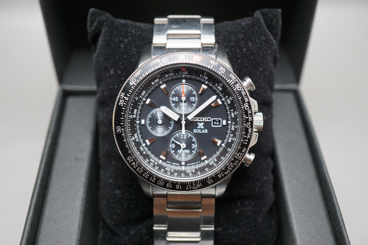 Seiko Prospex SBDL029 V172 Black Dial Flightmaster Solar Quartz Watch