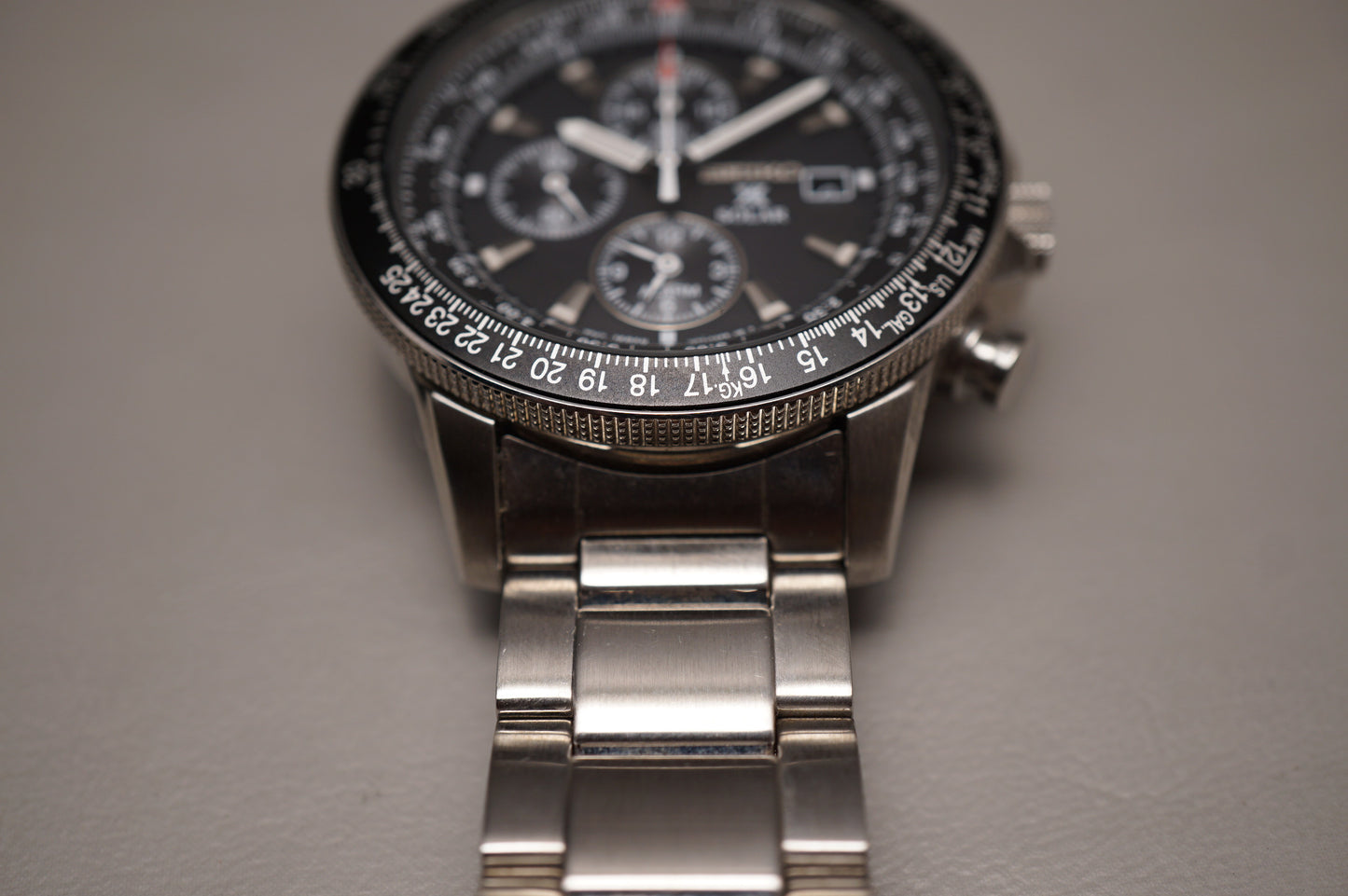 Seiko Prospex SBDL029 V172 Black Dial Flightmaster Solar Quartz Watch