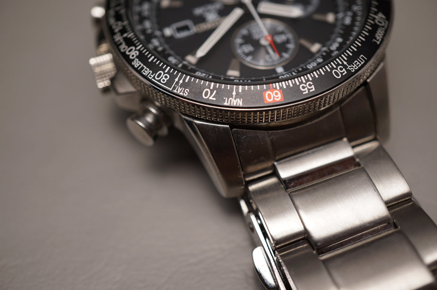 Seiko Prospex SBDL029 V172 Black Dial Flightmaster Solar Quartz Watch