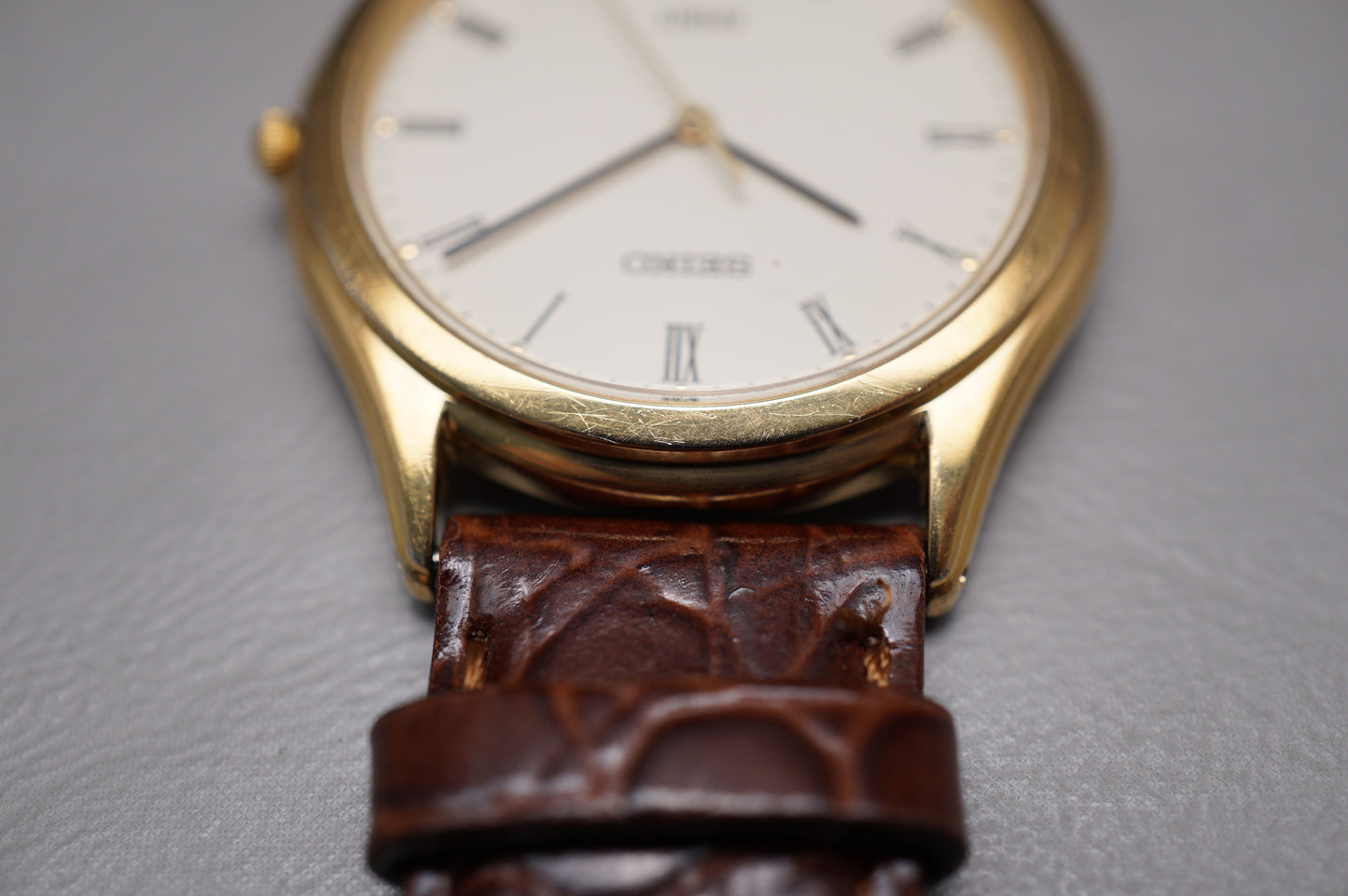 Vintage 1985 Seiko Spirit 5E21-6D70 Gold Tone Roman Dial Quartz Watch