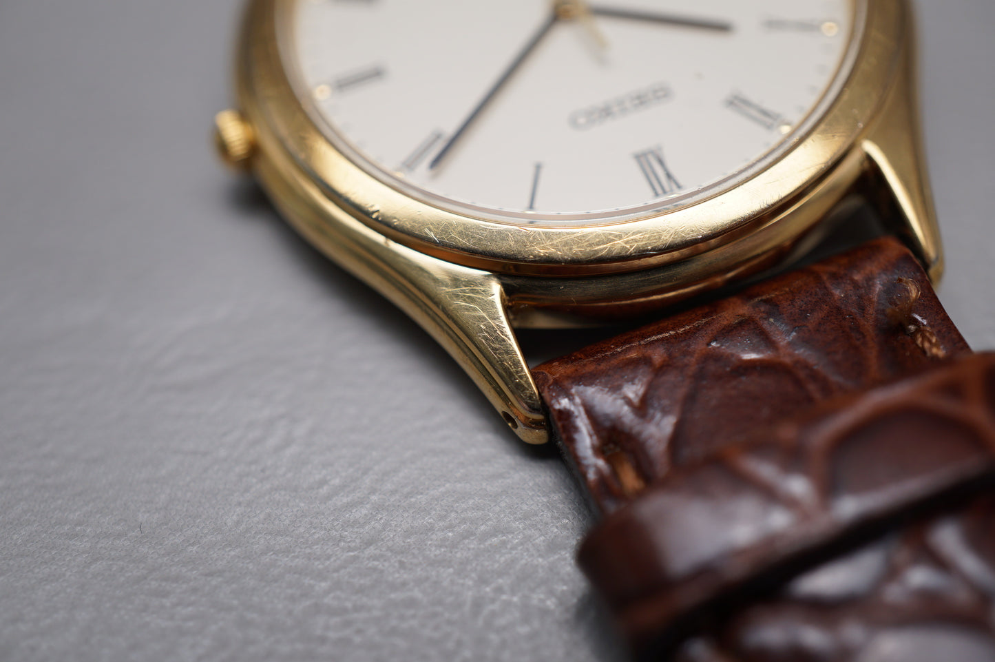 Vintage 1985 Seiko Spirit 5E21-6D70 Gold Tone Roman Dial Quartz Watch
