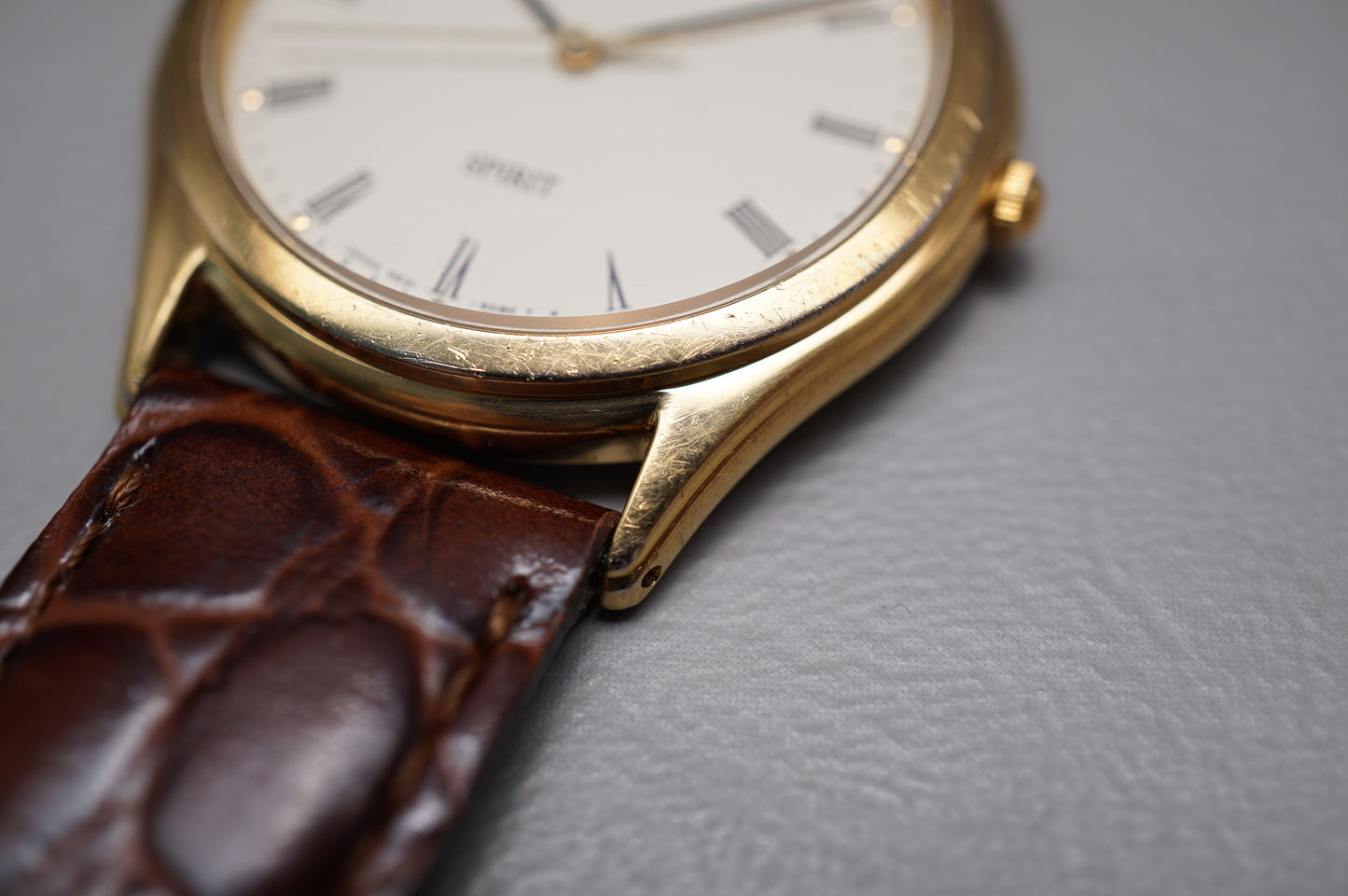 Vintage 1985 Seiko Spirit 5E21-6D70 Gold Tone Roman Dial Quartz Watch