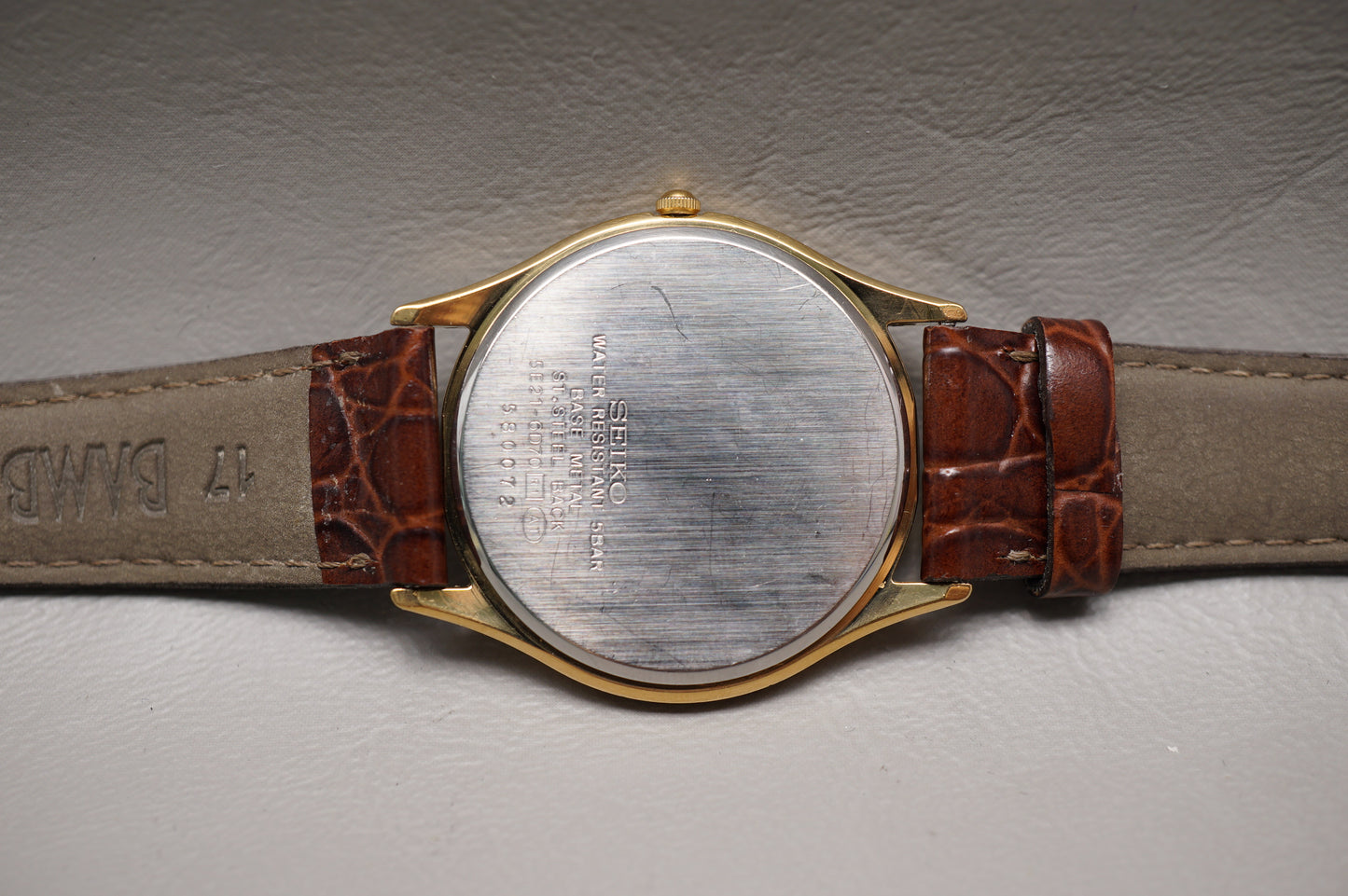 Vintage 1985 Seiko Spirit 5E21-6D70 Gold Tone Roman Dial Quartz Watch