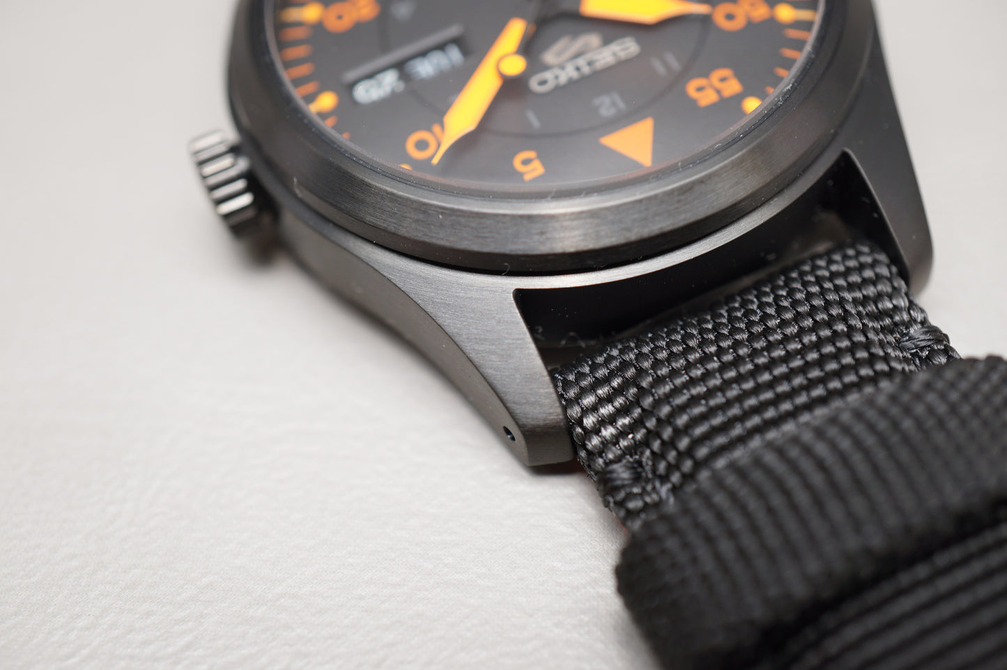 Unworn Seiko 5 Sports SBSA143 4R36 Flieger Style Black Orange Automatic Watch