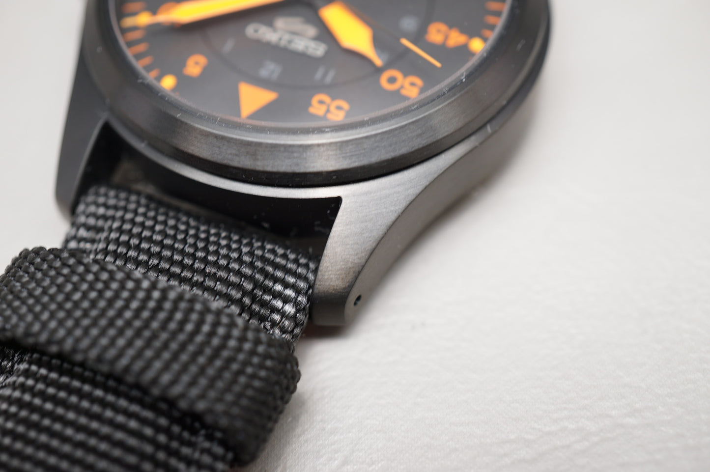 Unworn Seiko 5 Sports SBSA143 4R36 Flieger Style Black Orange Automatic Watch