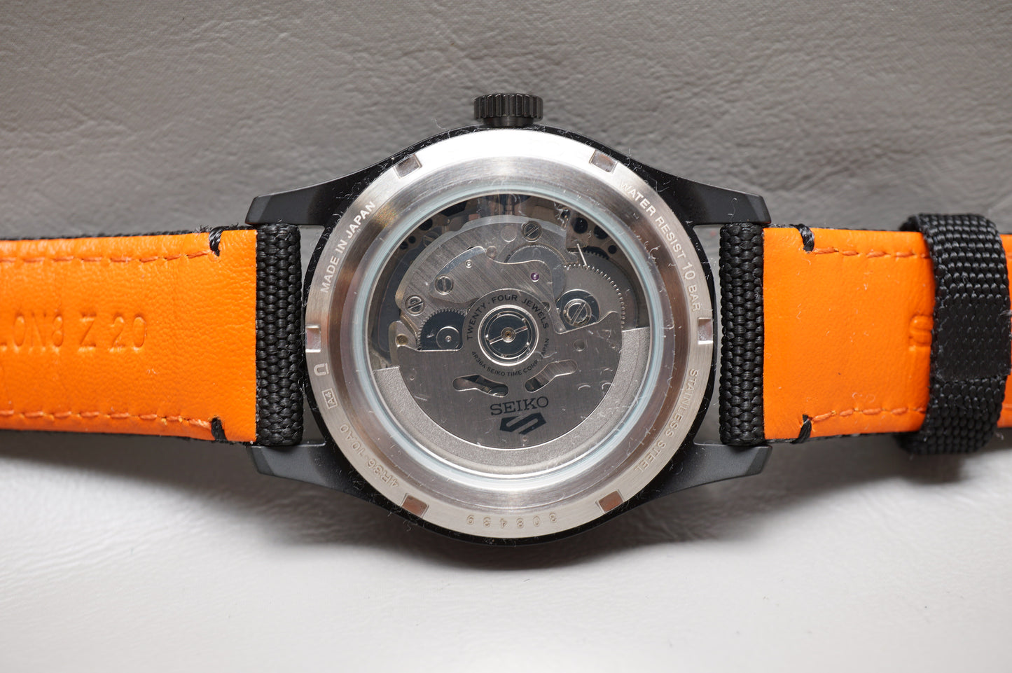 Unworn Seiko 5 Sports SBSA143 4R36 Flieger Style Black Orange Automatic Watch