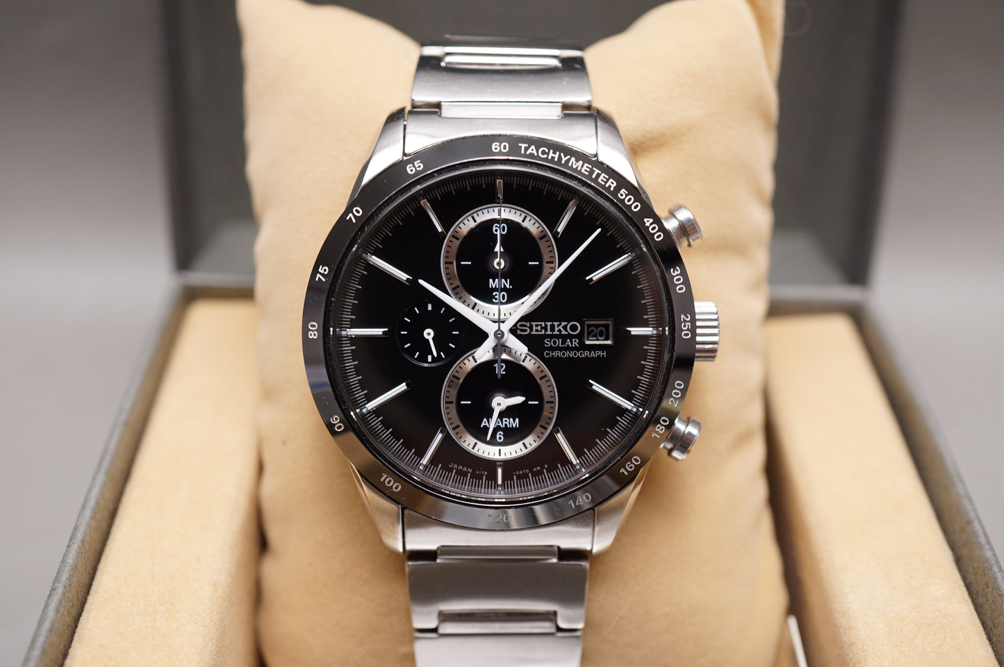Seiko Spirit SBPY119 V172 Black Dial Chronograph Solar Quartz JDM Watch