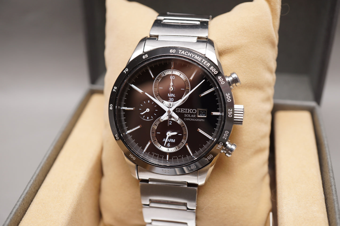 Seiko Spirit SBPY119 V172 Black Dial Chronograph Solar Quartz JDM Watch