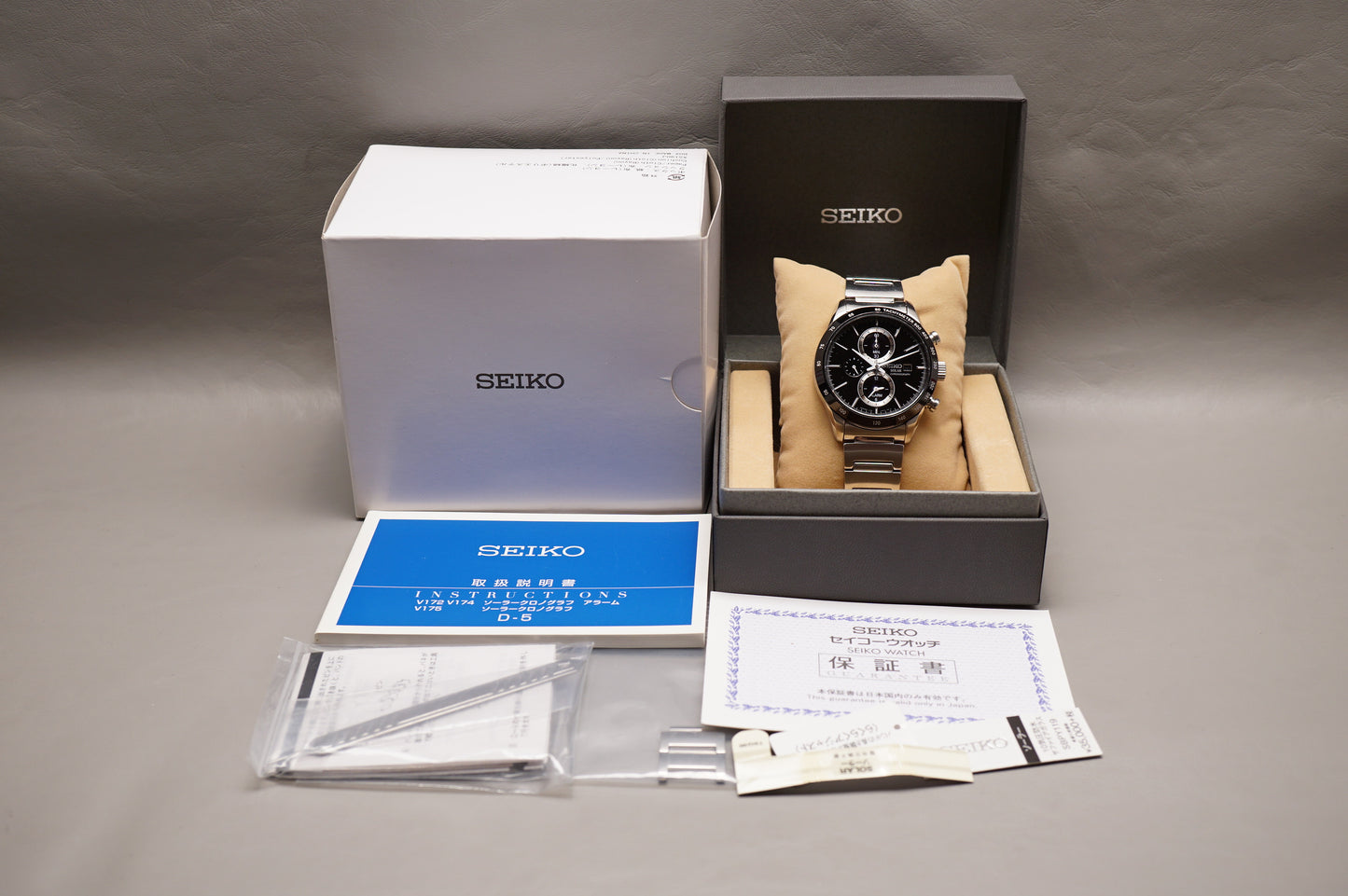 Seiko Spirit SBPY119 V172 Black Dial Chronograph Solar Quartz JDM Watch