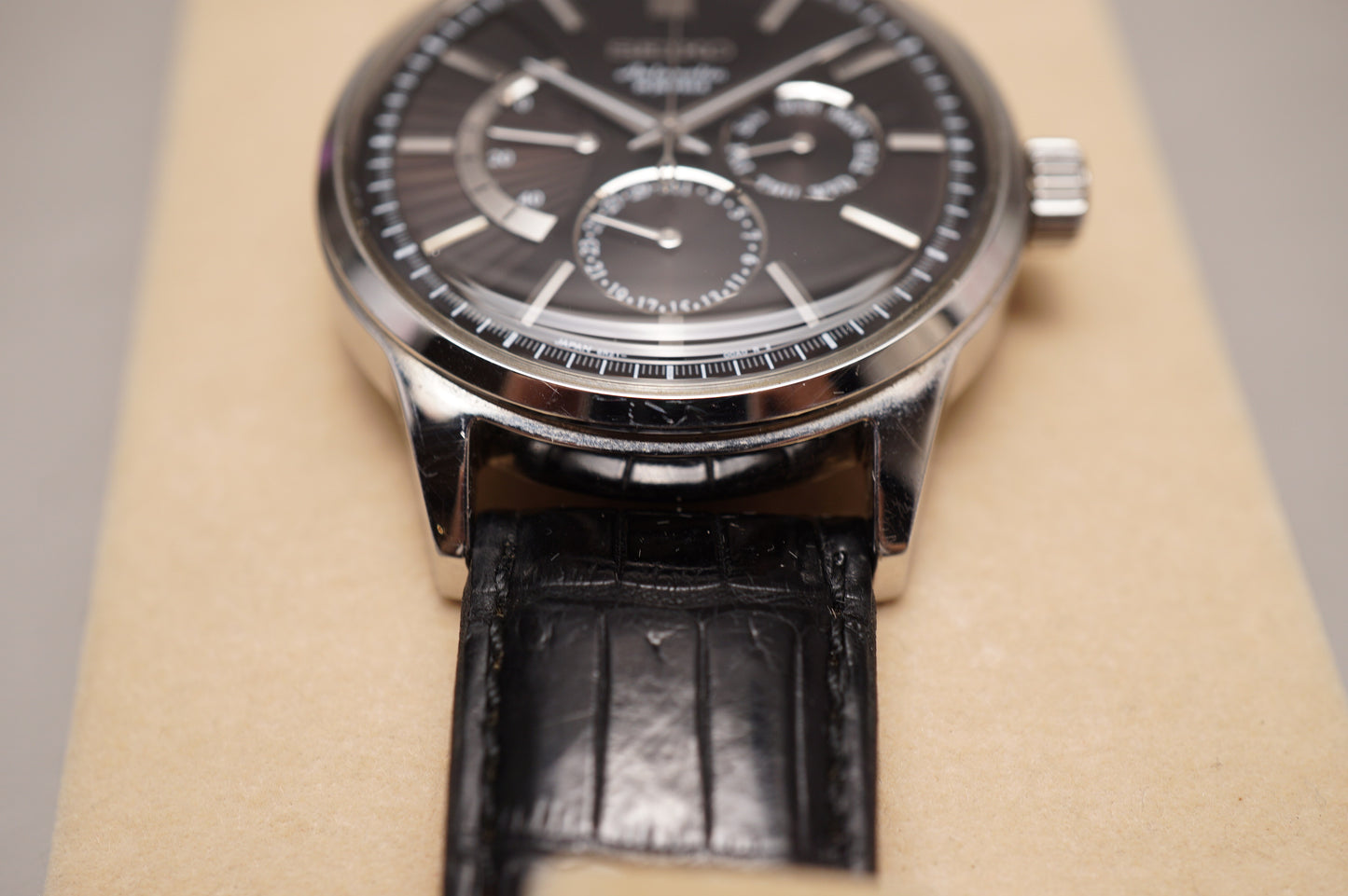 Seiko SARC017 6R21 Black Dial Power Reserve Day-Date JDM Automatic Watch