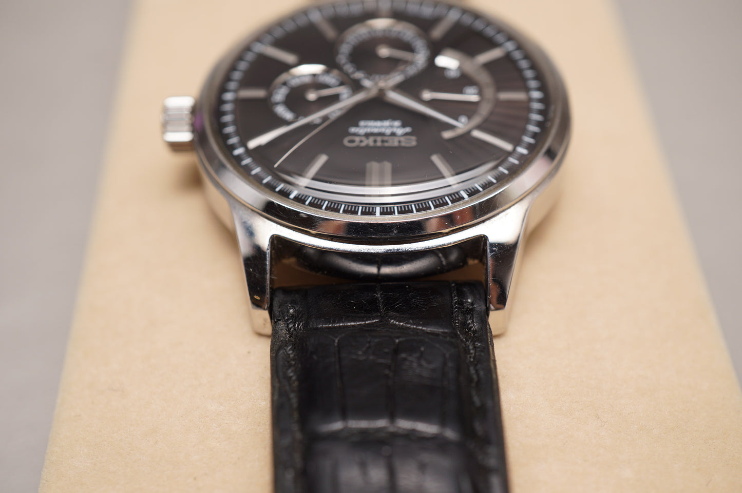 Seiko SARC017 6R21 Black Dial Power Reserve Day-Date JDM Automatic Watch
