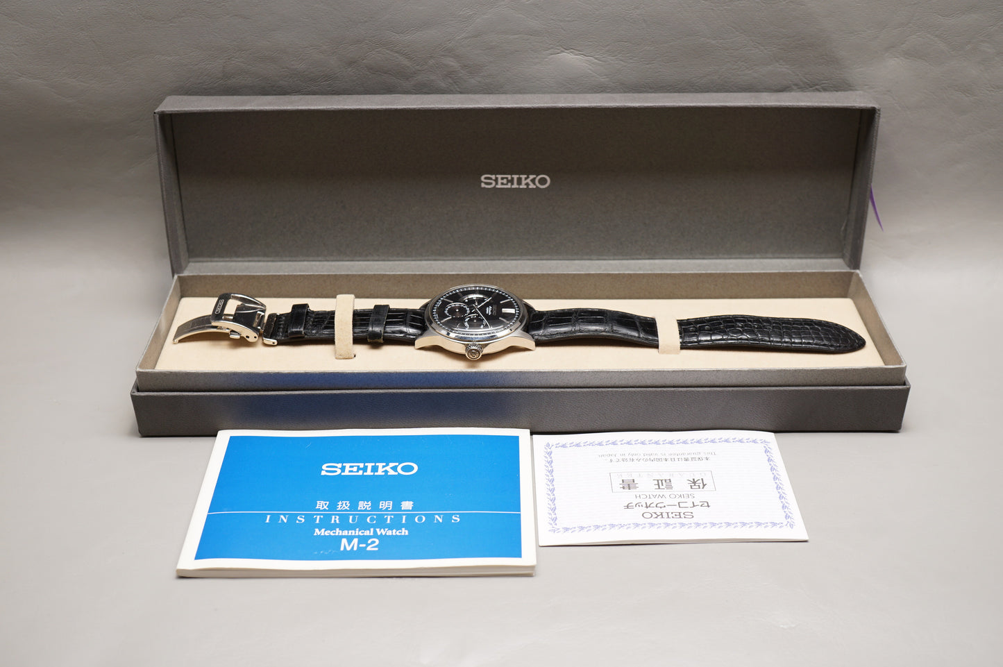 Seiko SARC017 6R21 Black Dial Power Reserve Day-Date JDM Automatic Watch
