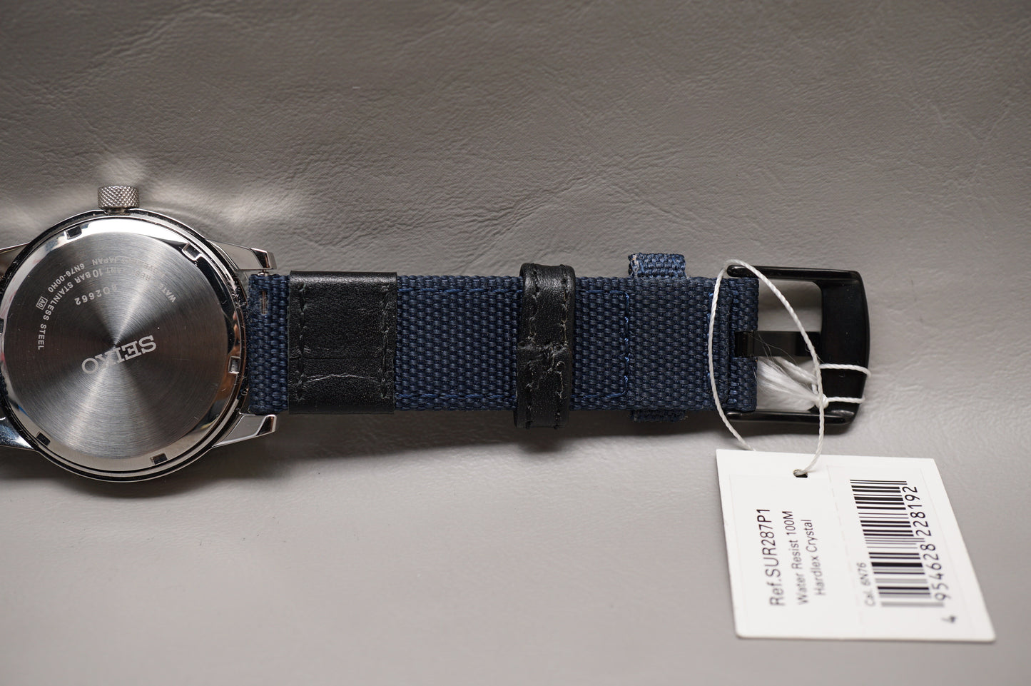 Unworn Seiko SUR287P1 6N76 Textured Blue Dial Big Date 41Mm Quartz Watch