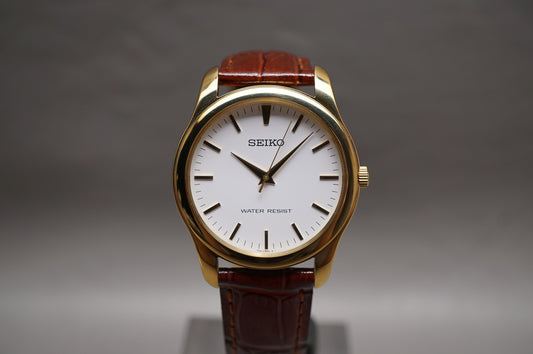 Seiko Spirit SCXP032 7N01 Gold Tone White Dial Quartz Watch
