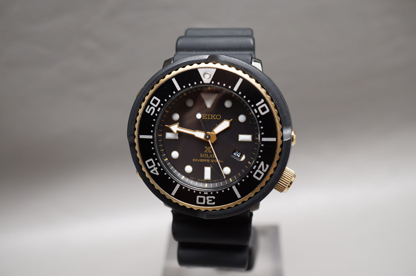 Seiko Prospex SBDN028 V147 Lowercase Limited Black Gold Tuna Solar Quartz Watch