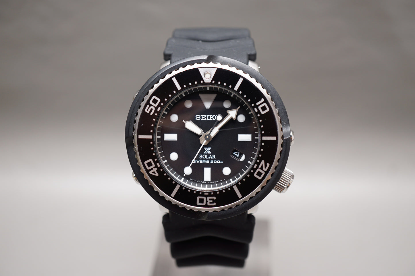 Seiko Prospex SBDN023 V147 Lowercase Limited Black Dial Tuna Solar Quartz Watch