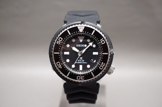 Seiko Prospex SBDN023 V147 Lowercase Limited Black Dial Tuna Solar Quartz Watch