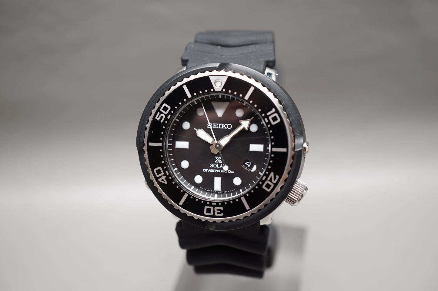 Seiko Prospex SBDN023 V147 Lowercase Limited Black Dial Tuna Solar Quartz Watch