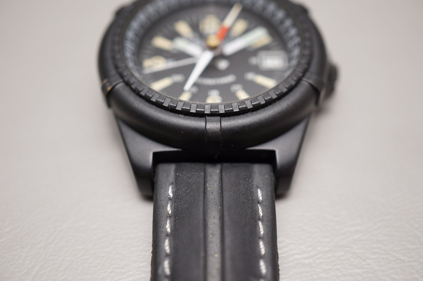 Vintage 1980s Bulova 11809 Ocean Timer Black Compass Swiss Automatic Watch