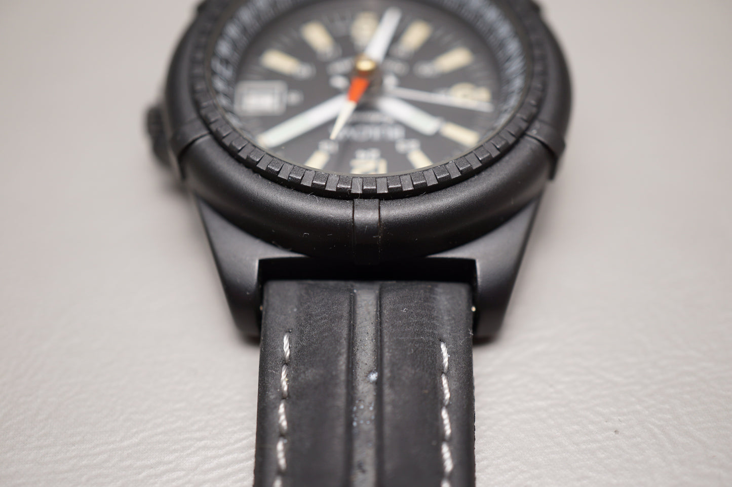 Vintage 1980s Bulova 11809 Ocean Timer Black Compass Swiss Automatic Watch