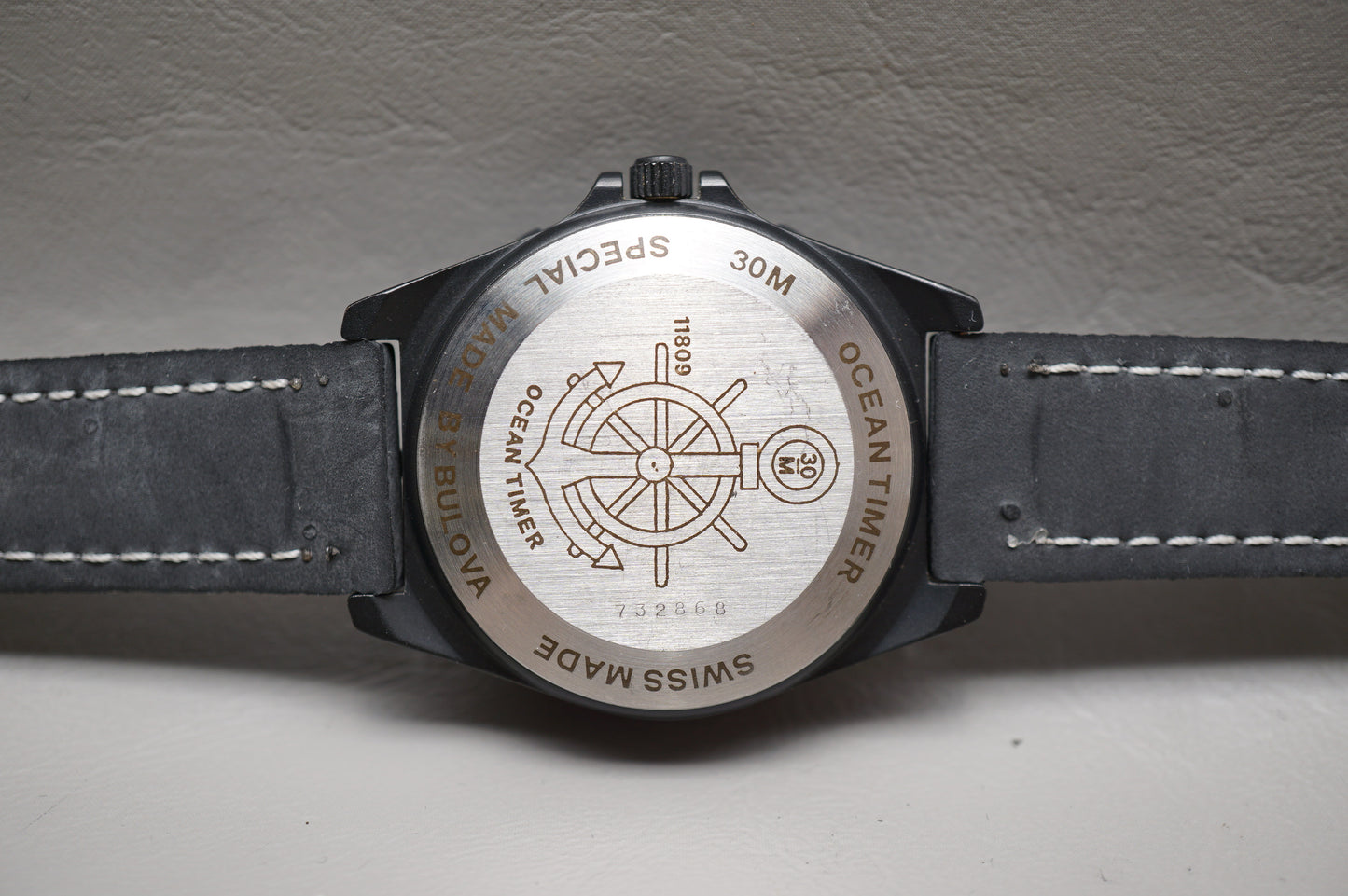 Vintage 1980s Bulova 11809 Ocean Timer Black Compass Swiss Automatic Watch
