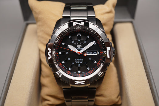 Seiko 5 Sports SNZJ11J1 7S36 Black Tone Compass Automatic Watch Made in Japan