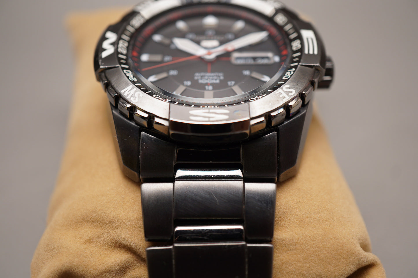 Seiko 5 Sports SNZJ11J1 7S36 Black Tone Compass Automatic Watch Made in Japan