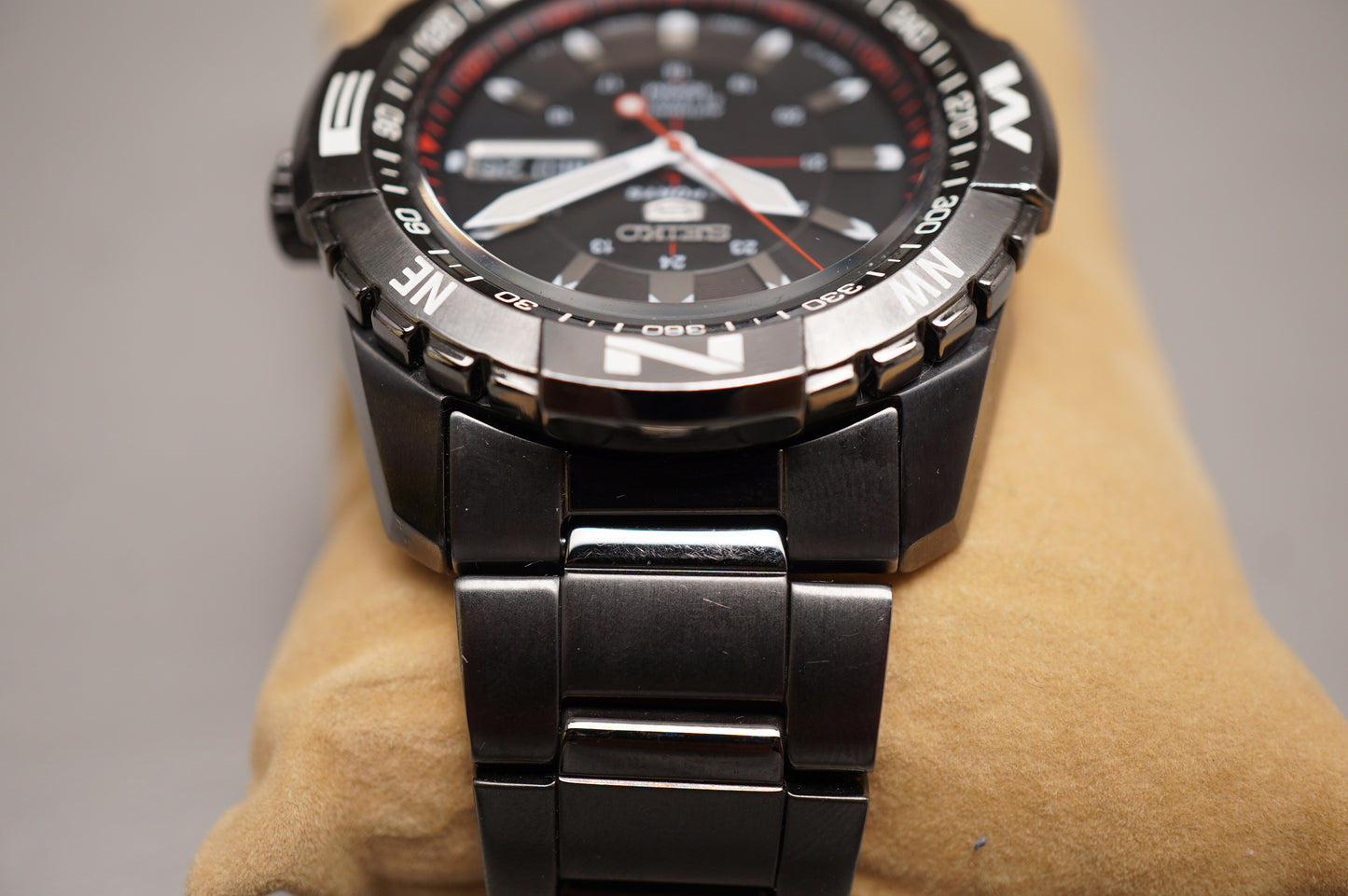 Seiko 5 Sports SNZJ11J1 7S36 Black Tone Compass Automatic Watch Made in Japan