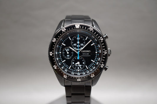Seiko Prospex SBDL007 V172 Pvd Black Speedmaster Solar Quartz Chronograph Watch