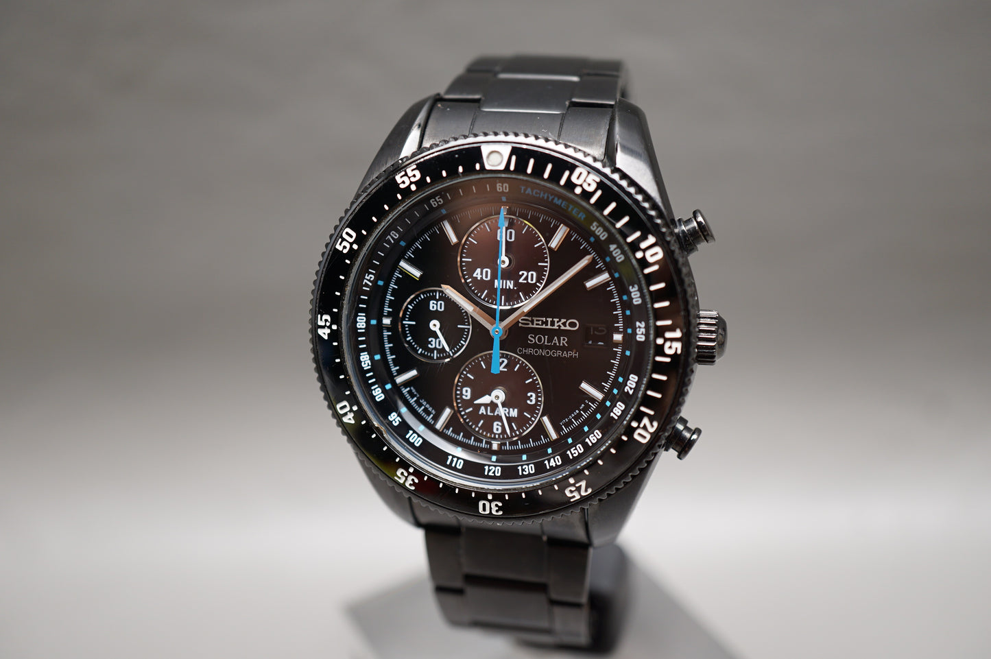 Seiko Prospex SBDL007 V172 Pvd Black Speedmaster Solar Quartz Chronograph Watch
