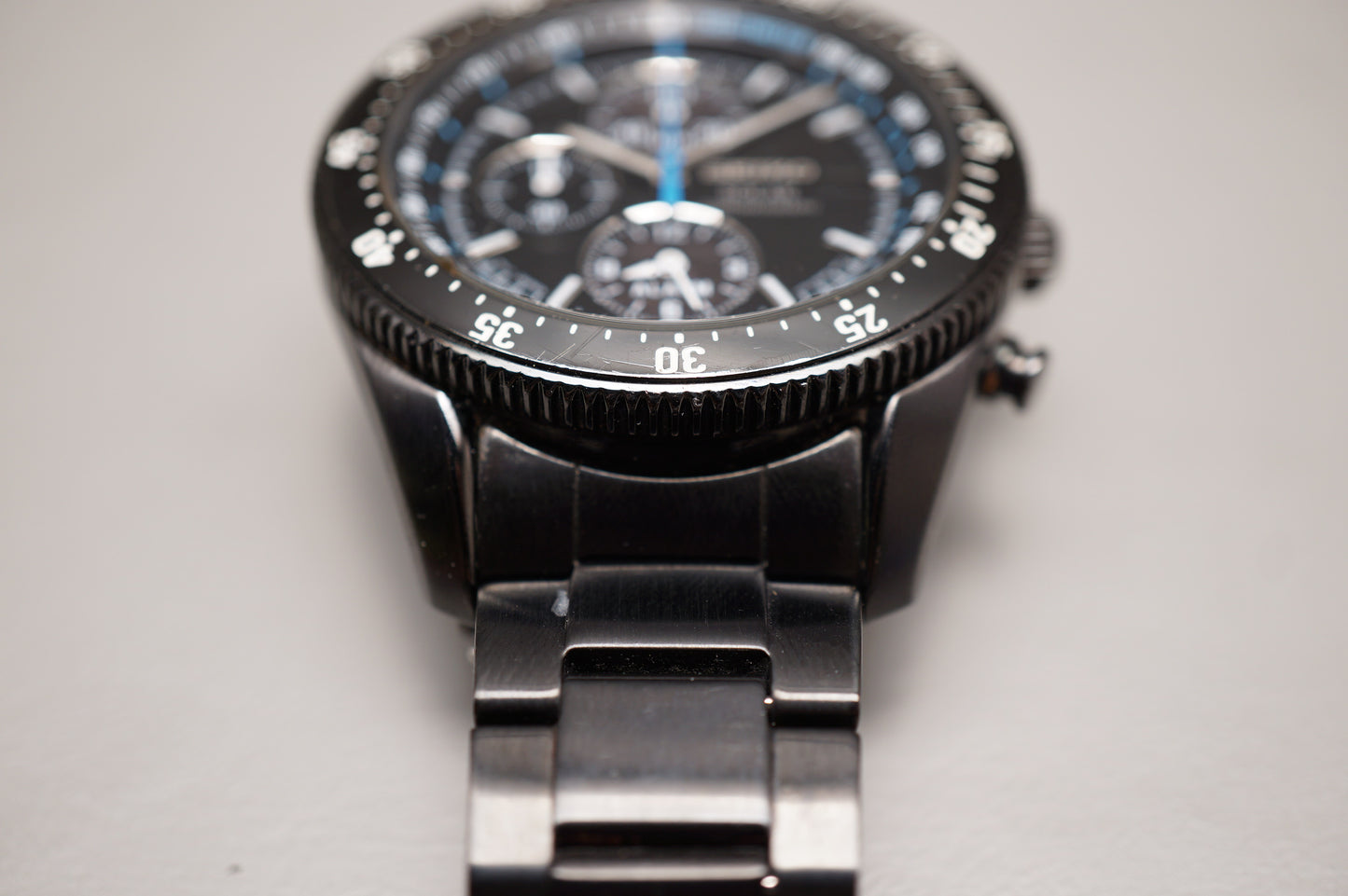 Seiko Prospex SBDL007 V172 Pvd Black Speedmaster Solar Quartz Chronograph Watch