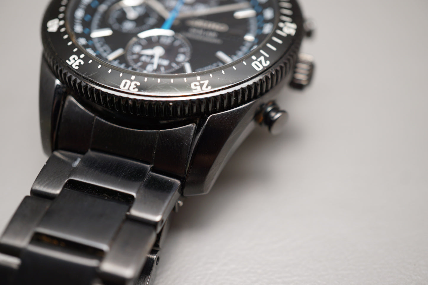 Seiko Prospex SBDL007 V172 Pvd Black Speedmaster Solar Quartz Chronograph Watch