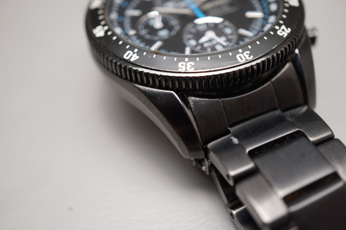 Seiko Prospex SBDL007 V172 Pvd Black Speedmaster Solar Quartz Chronograph Watch