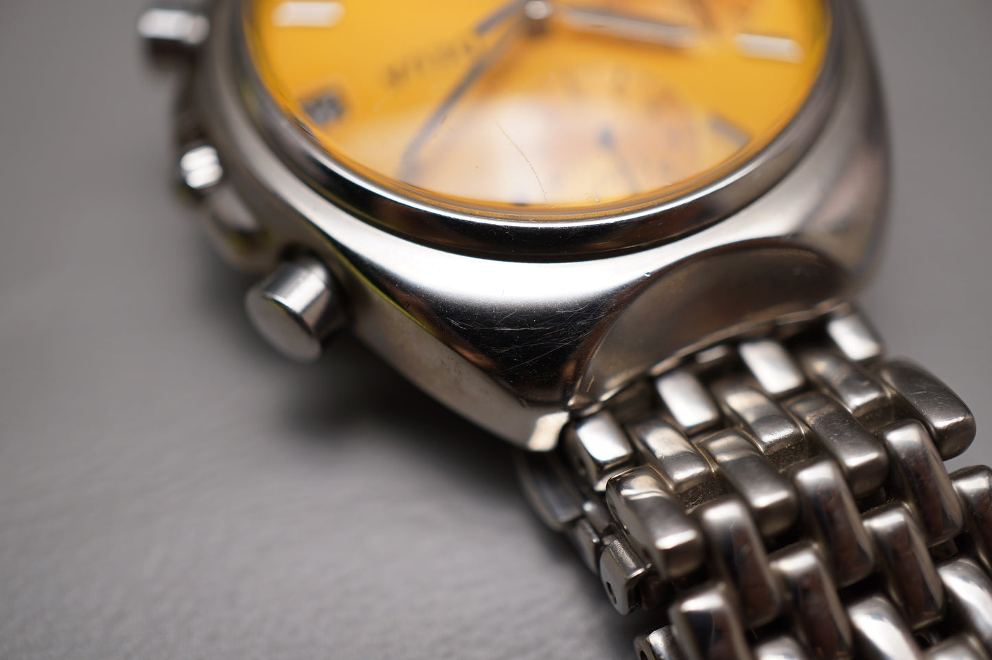 Vtinage Seiko Alba DEUA V657-6040 Orange Dial Quartz Chronograph Watch