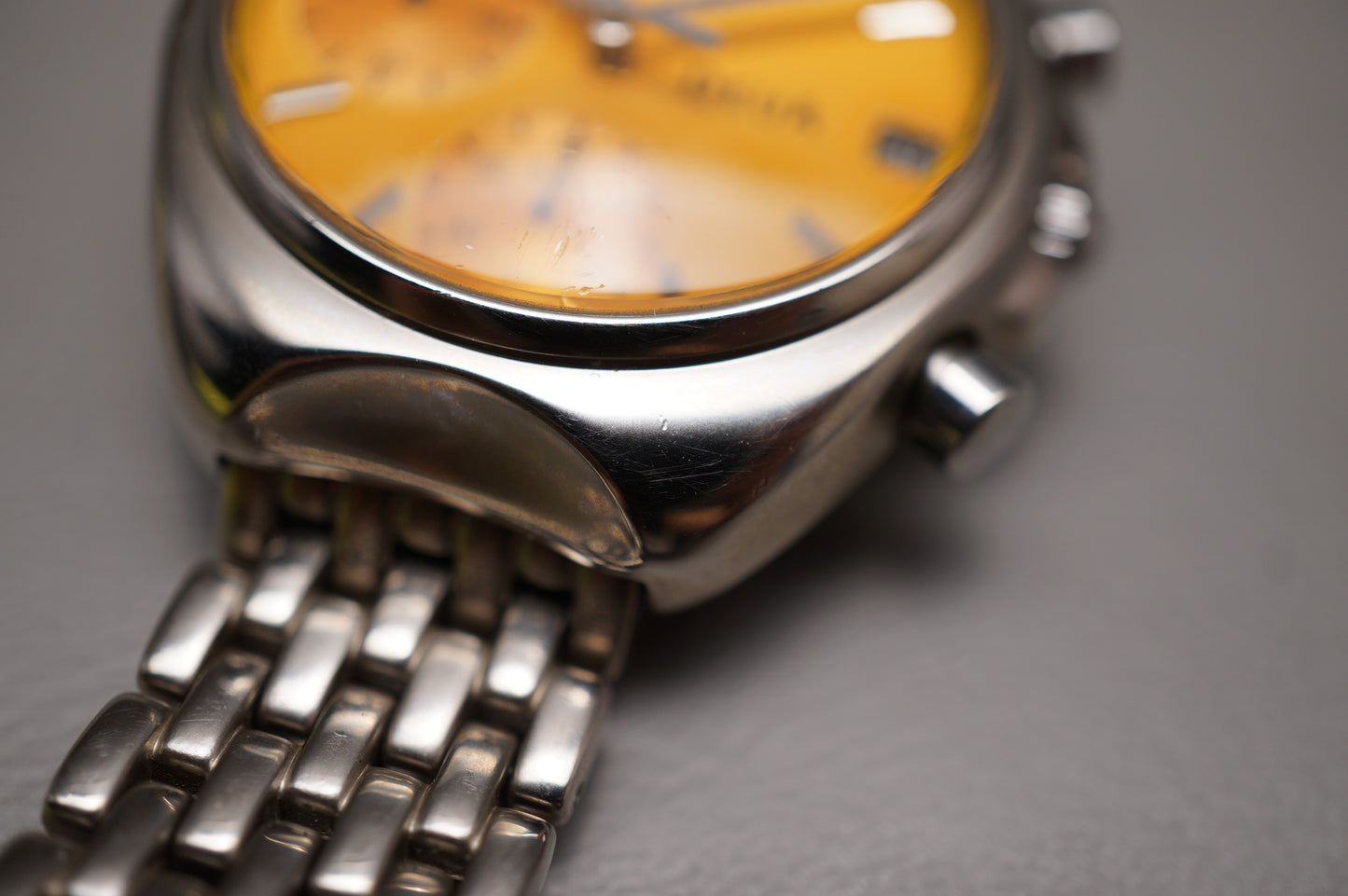 Vtinage Seiko Alba DEUA V657-6040 Orange Dial Quartz Chronograph Watch