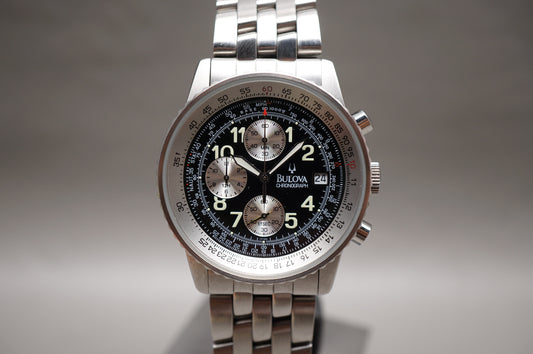 Bulova BVS201 Rare Reverse Panda Navitimer Style Quartz Chronograph Watch