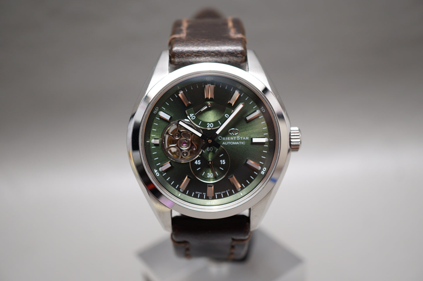 Orient Star WZ0121DK Somes Green Dial Open Heart Power Reserve Automatic Watch